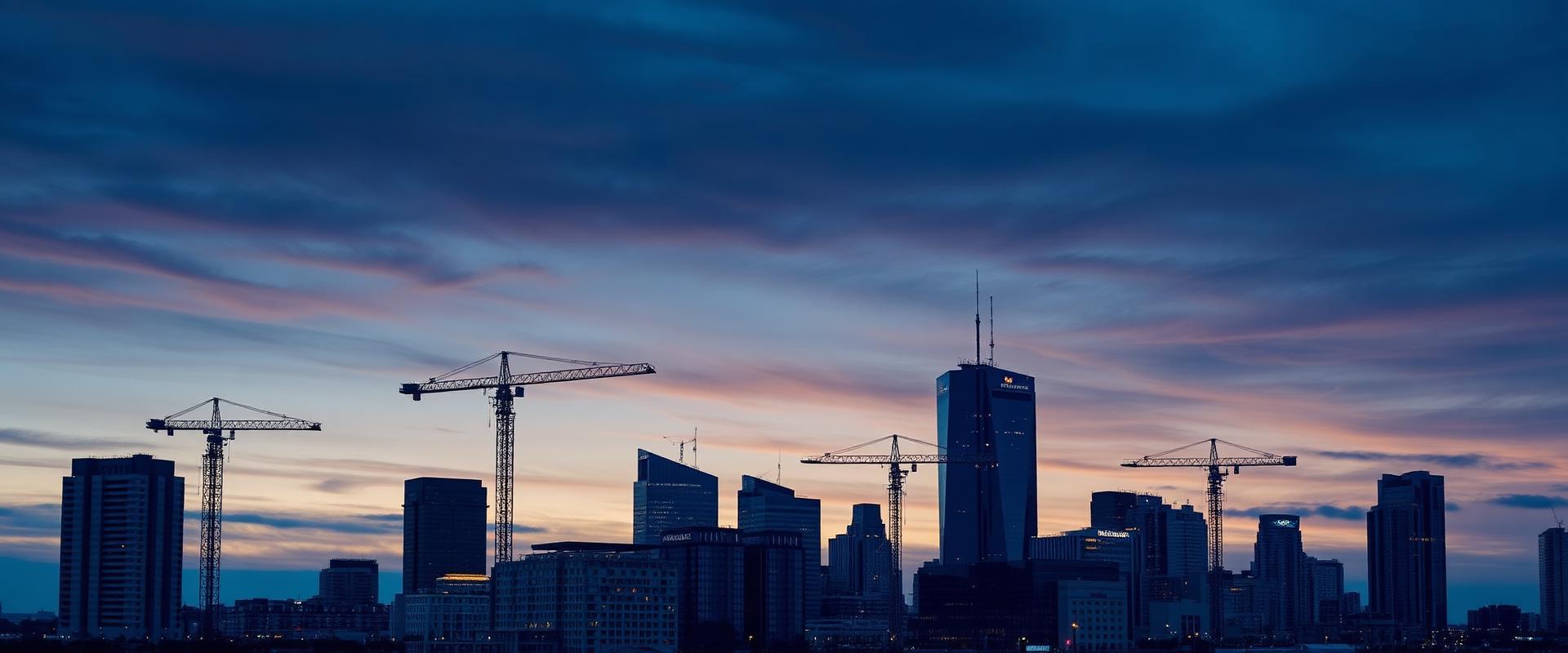 American city with construction cranes